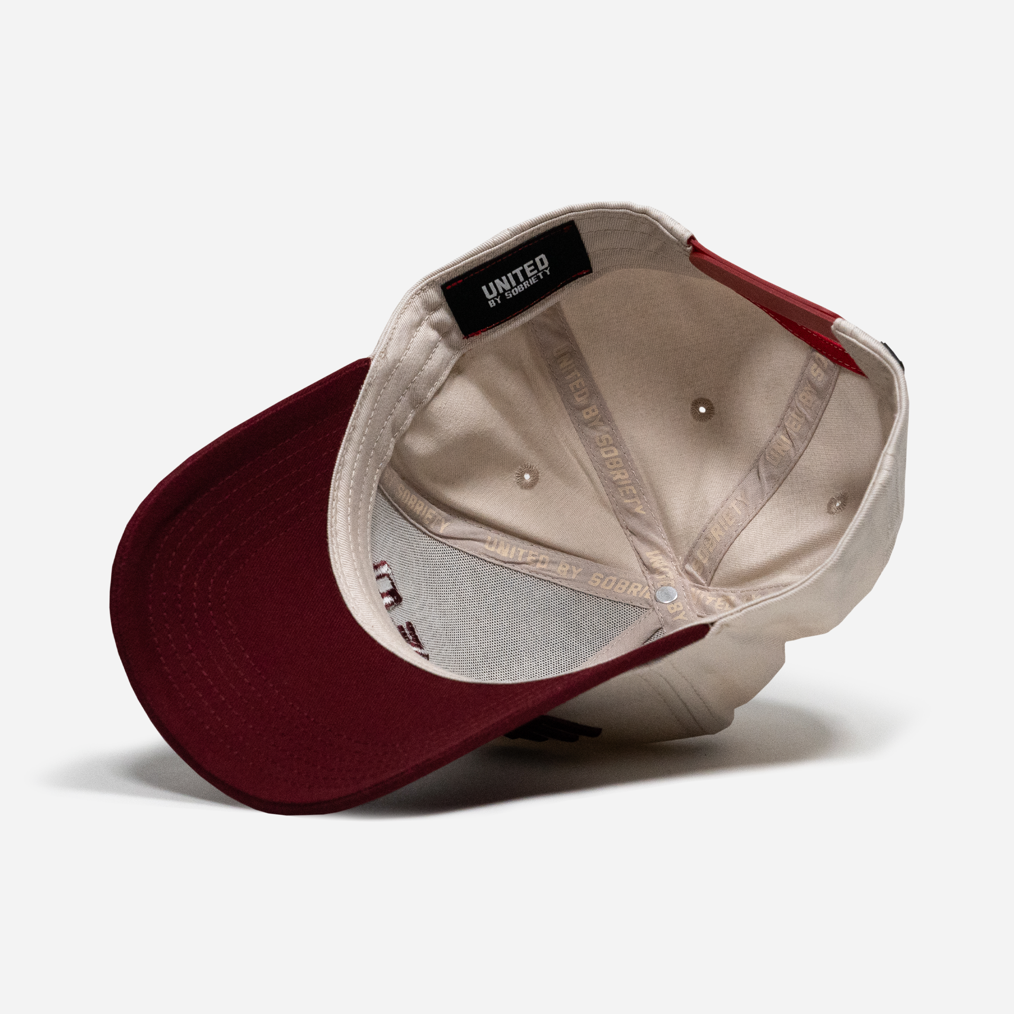 UBS Burgundy Stone A-Frame Hat Main Inside-United HeadWear