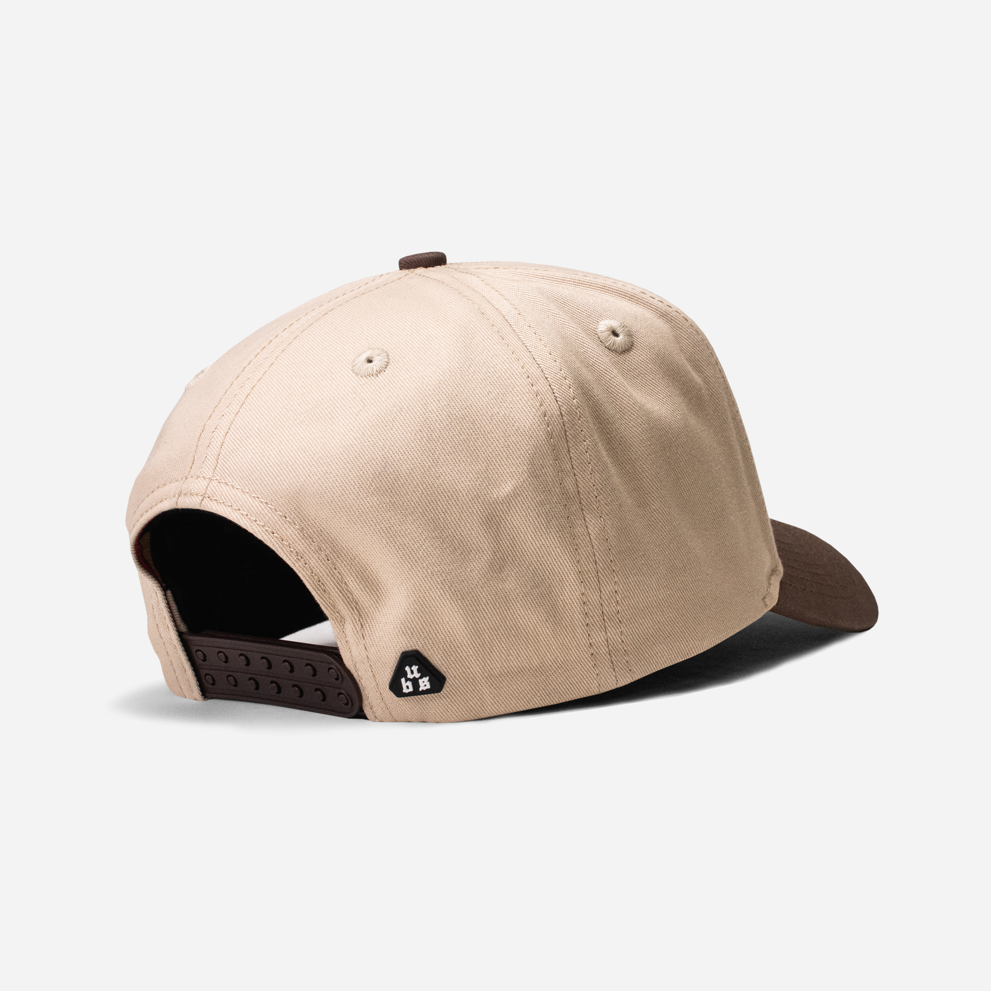 Beige A-Frame cap with brown visor-United HeadWear